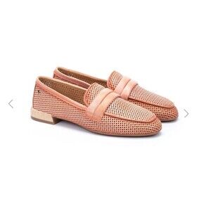 Women Pikolinos Almeria Perforated Leather Loafer Melocoton Pink Sz 37 NEW